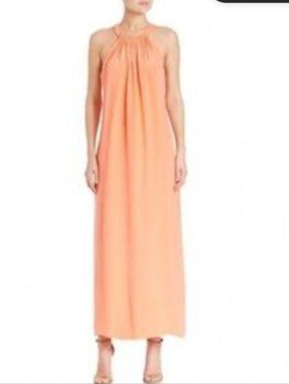 Kobi Halperin‎ SILK Coral Dress with Gathered Halter Neck